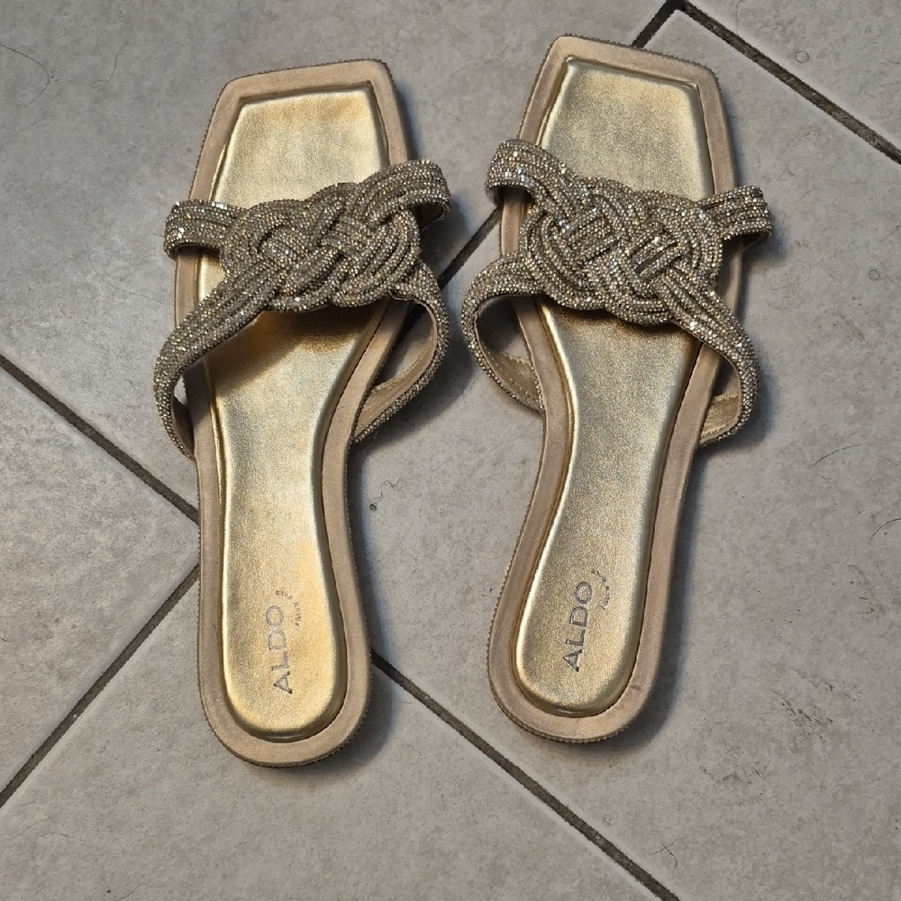 Aldo Gold Braided Strap Sandals